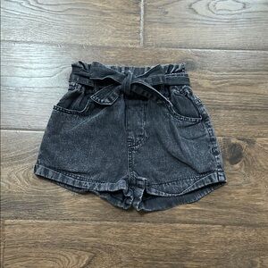 Francesca's Collections Black High-Waisted Paper Bag Shorts